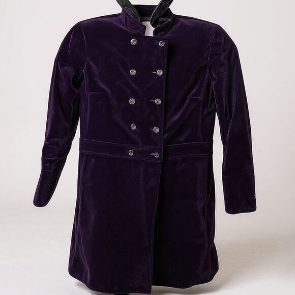 Vintage KORS Michael Kors Purple Velvet Military Midi Coat Double Breasted Italy - Picture 1 of 10